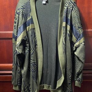 Lady Gregory vintage Olive Green Patterned plus size 26W swing Sweater